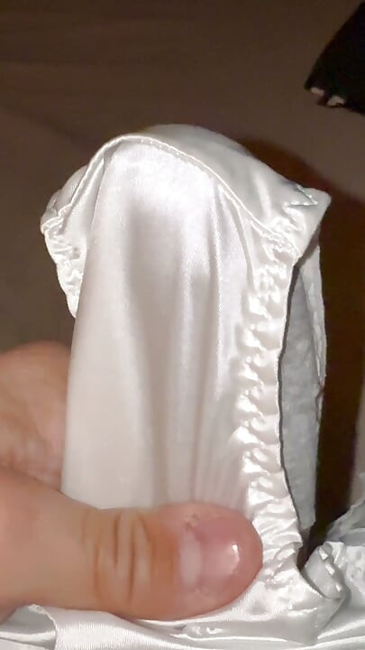 Satin panties getting drenched