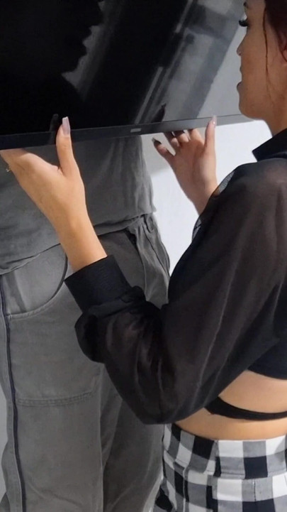 Teasing tv technician had erection! | Clip 1