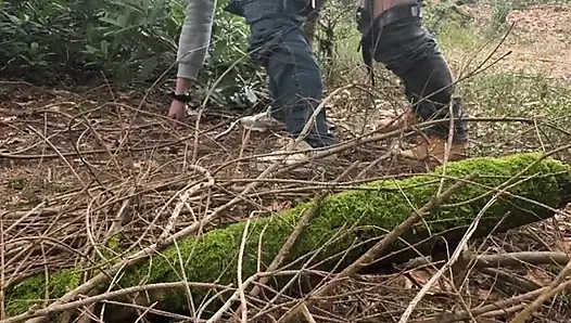 Real amateur Milf wife in the woods.