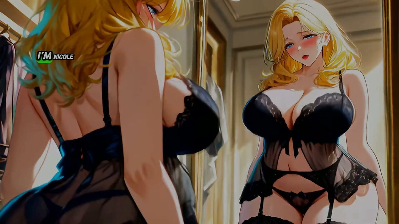 Căsătorită cu blondă franțuzoaică, MILF, seduzită într-o cabină de probă - IA Animation