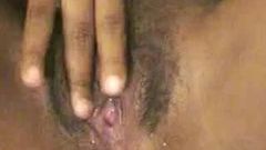 Ebony Jizzies Teasing & Fingering Her Hairy & Wet Pussy