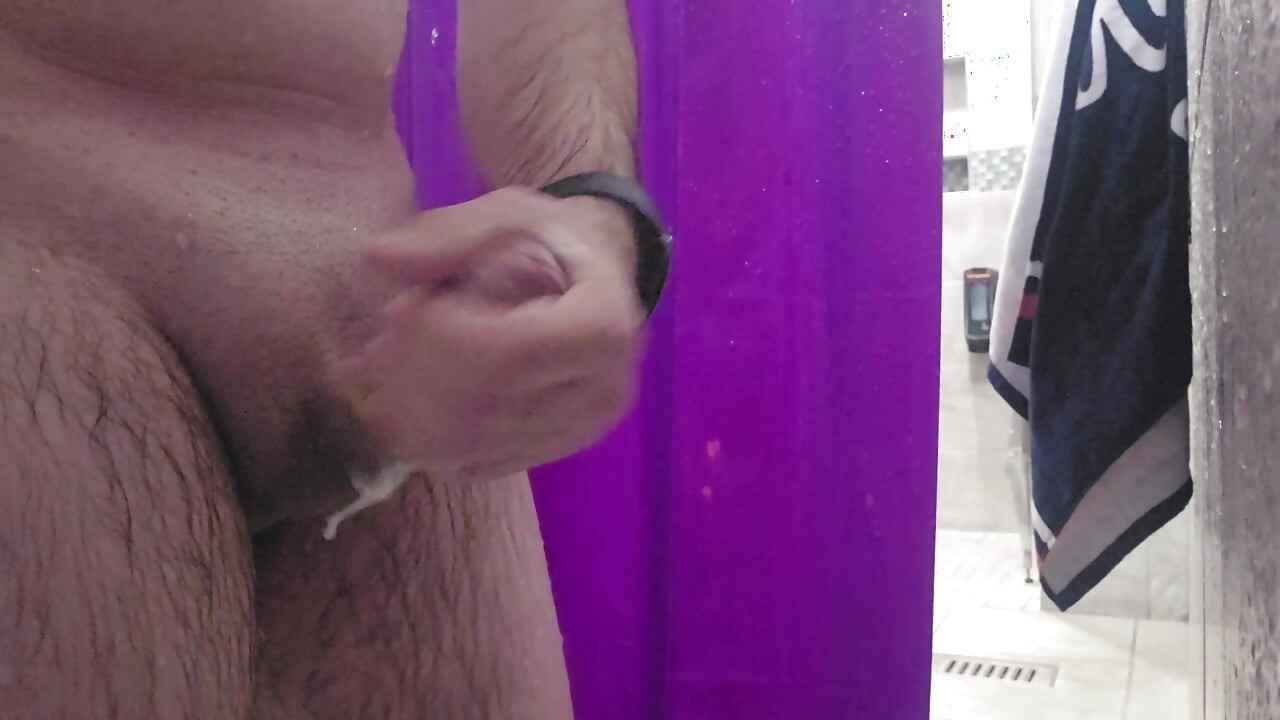 Solo jerk in public gym shower.