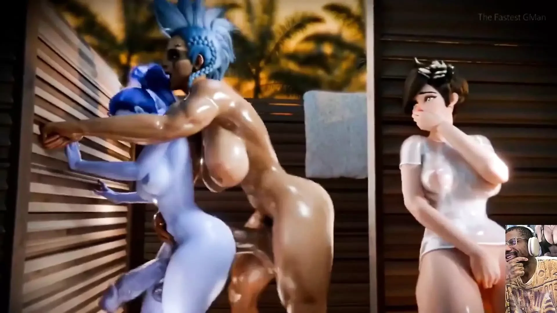 Futa Cock Junker Queen megbassza Futa Widowmakert, miközben Tracer maszturbál, Milky Futa Wonder Woman és Power Girl megbassza a Macskanőt