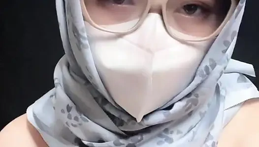 Beautiful hijab girl with white bra masturbates