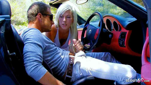 SEXY TEEN WITH BIG TITS GETS ROUGH OUTDOOR FUCK AT THE CAR