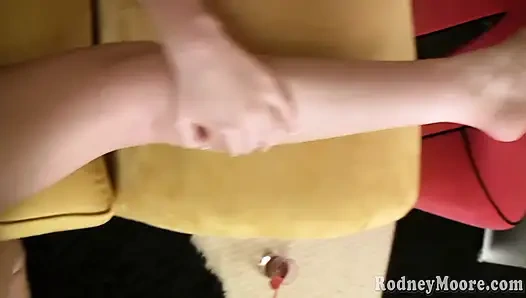 Blonde Stripper Slut Eats Cum Gets Toes Sucked