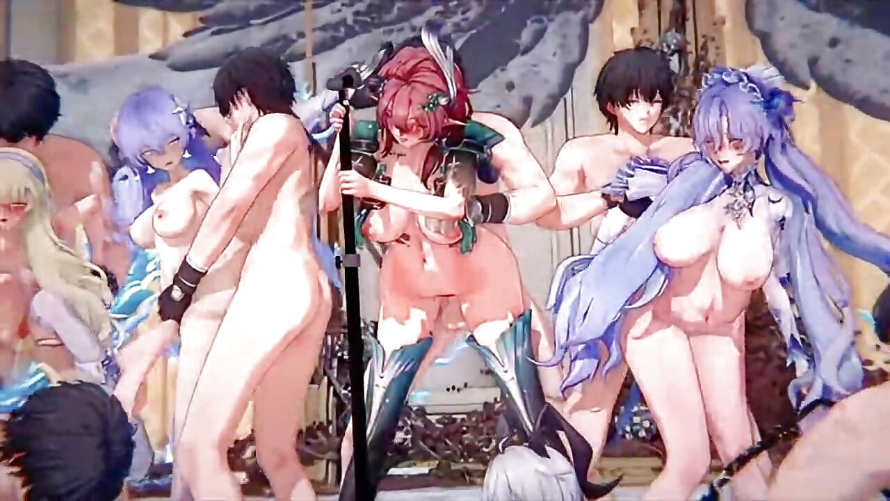 Wuthering Waves - Hárem szexparti - 3D Hentai animáció