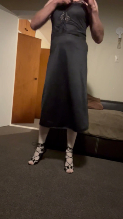 Black slip lingerie new high heels | Clip 1