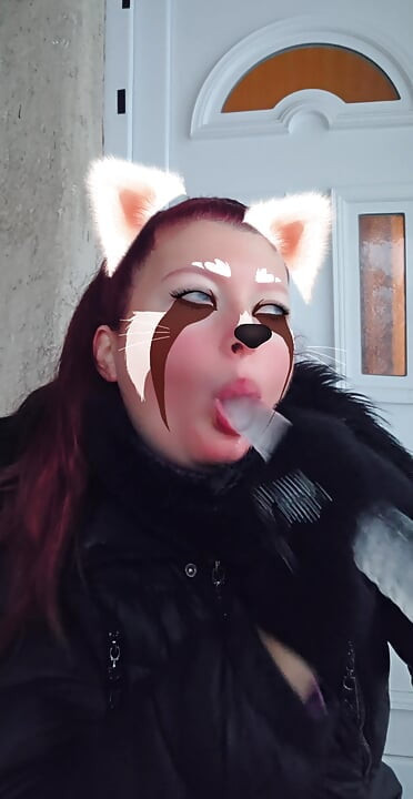 Kinky girl Ana Liz sucks a thick icicle in secret..