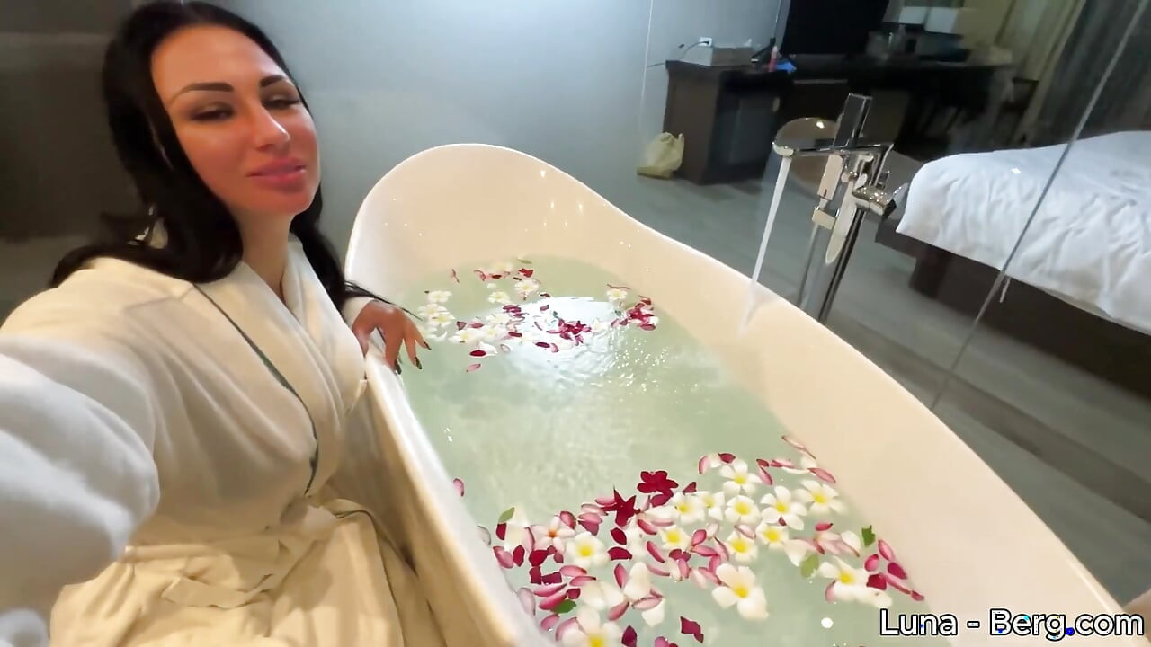 Bath of Blossoms Naked MILF Masturbates Among Flowers
