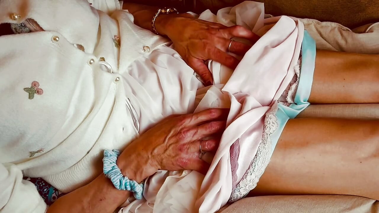 Super Turned on Transfemme Sissy has Machine Pushing Buried Toy Inside Layers of Silky Panties and Hose.