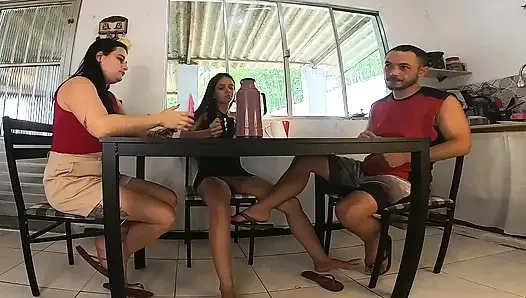 I gave my friend's husband a blowjob and a blowjob under the table on her birthday