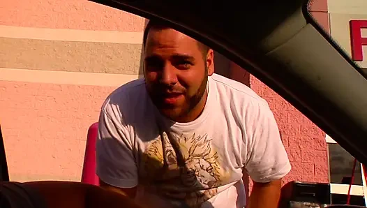 Blonde bitch sucks me legs cock then gets fucked hard