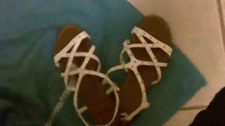Cumshot on chick's sandals