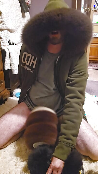 In my favorite furry hood getting serviced my fur. Machine