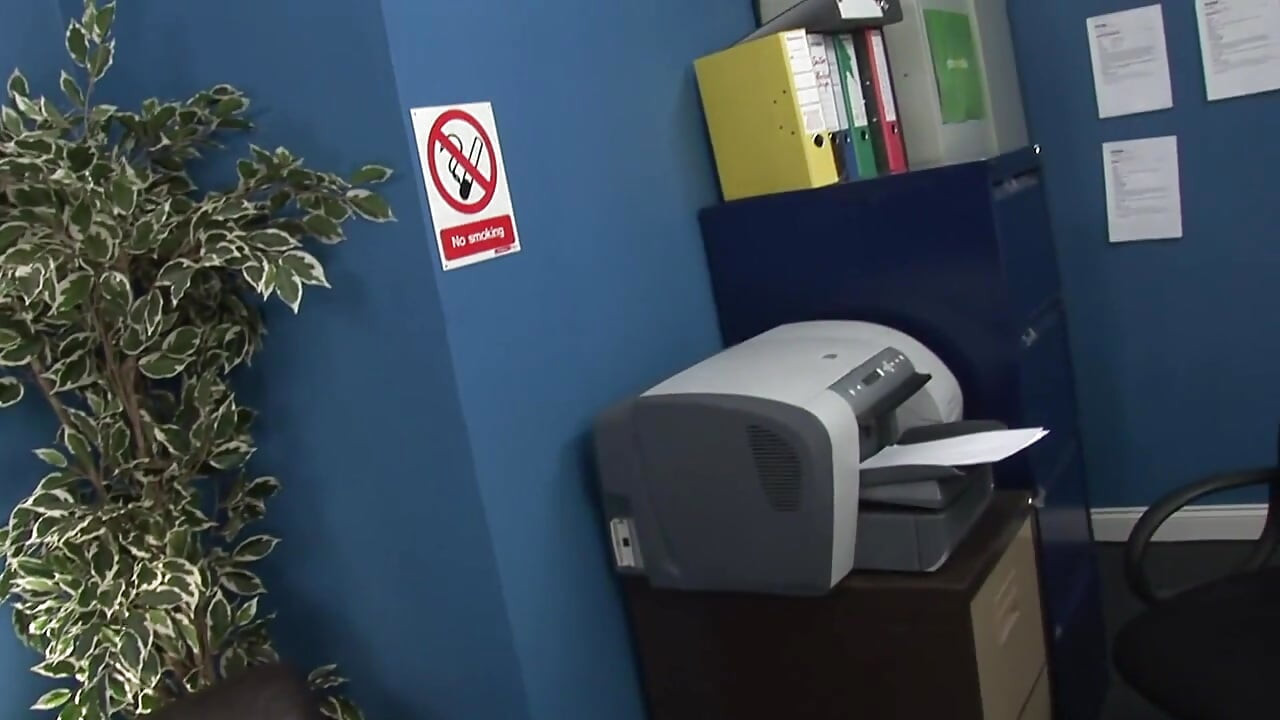 Whore secretary rides cock in office