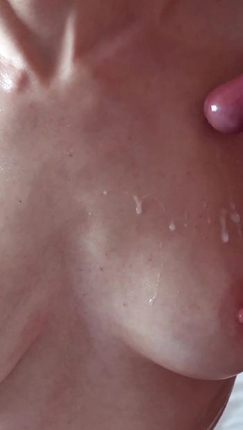 Amateur College Studs: She Allowed Him to Cum on Her Natural Tits After a Perfect Handjob with Oil