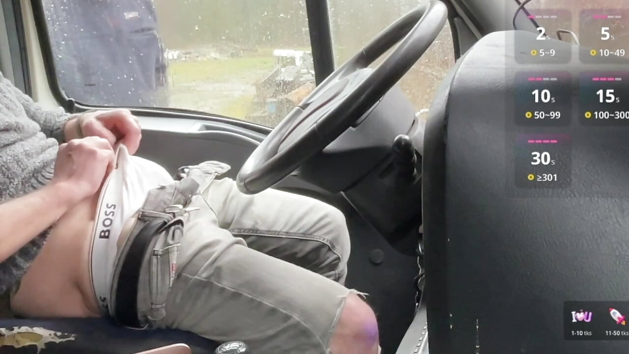 Rainy evening at the highway rest area – a curious passerby approaches my truck