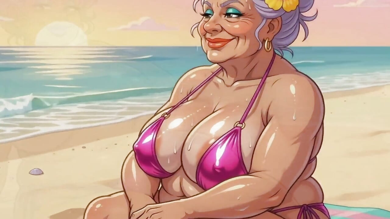 Gros seins sexy sur la plage