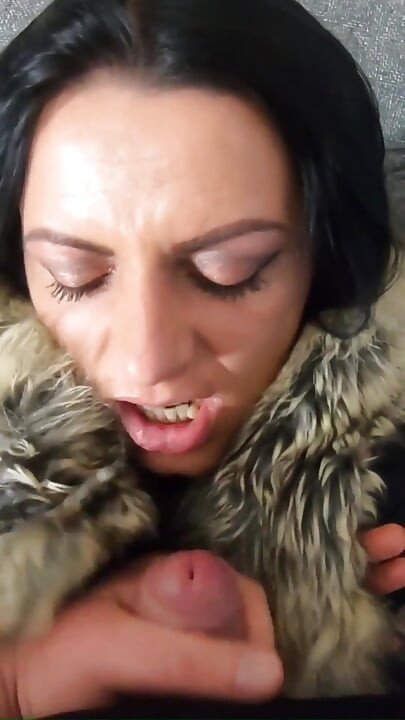 Milfycalla - a Lot of Cum on My Old Black Fur Downjacket