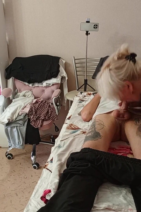 Stepmom Sucks and Jerks off My Dick on the Massage Table and Swallows Cum