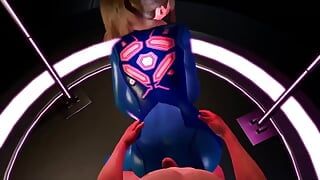 Samus бросает ее идеально подходитй задницей спиной на большой член