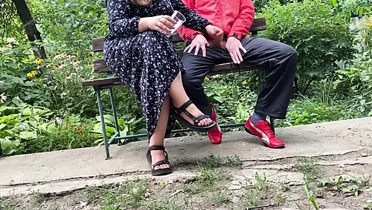 Mature Stepmom Milks My Dick Outdoors in the Park