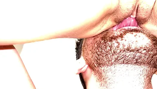 Licking her pussy before she rides my dick, pussy eating, sexy body, tattoo, tight pussy, wet pussy