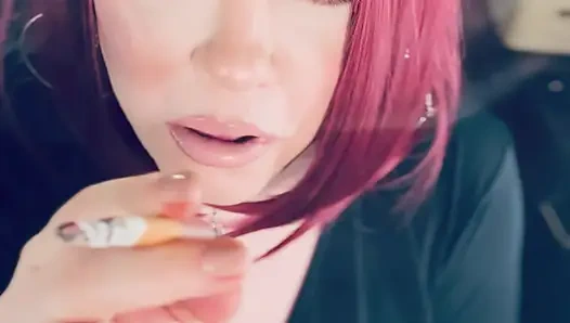 This gorgeous Secretary, Tina Snua,  Smokes A Cigarette For You With Lots Of Tricks