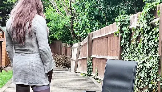 Crossdresser kellycd in white dress stockings and heels
