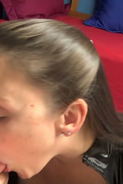 Melanie's in her catsuit and sucking dick