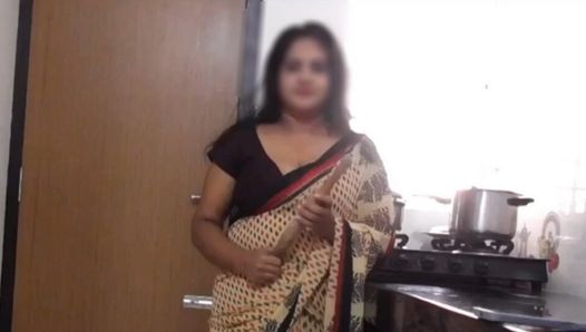 Madrasta indiana disha - striptease de cozinha e foda com enteado