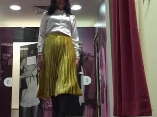 mustard pleated skirt