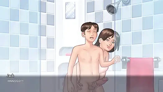 Stepson shower with MILF Stepmom Debbie and had kinky session (Summertime Saga)