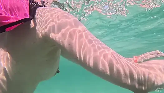 Amateur long legs perfect body girl's relaxing underwater swimming ASMR POV