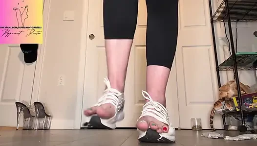 Ripping the Tongues Out of Another Pair of Tiny Sneakers Size 10 Vs 16 Feet