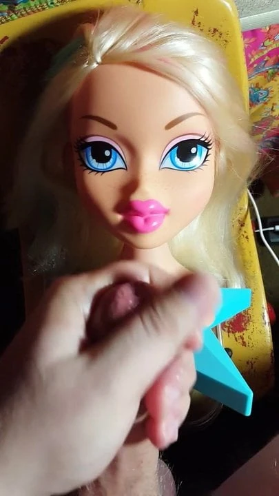 Cum Facial for cute blonde doll