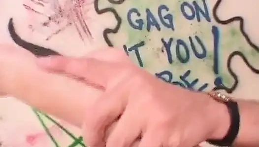 Brunette Babe Sucks and Fucks in Graffiti Den