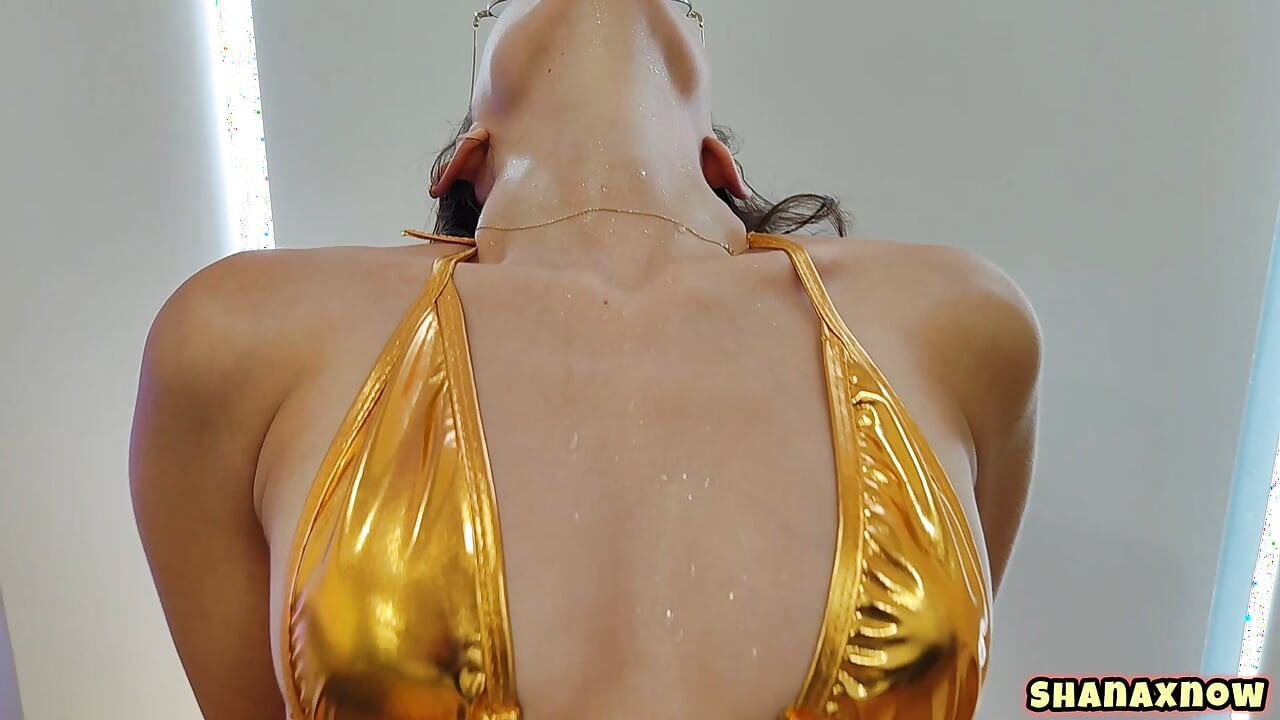 GOLDEN MICRO BIKINI TANNED BODY ICE CUBES FETISH MESMERIZE