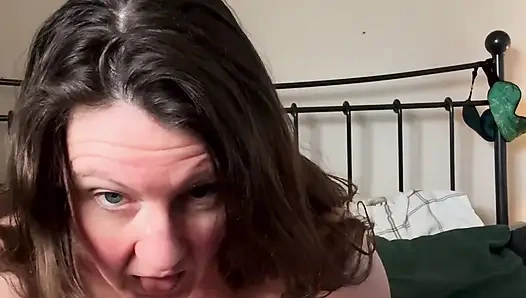 blushing big boobed beautiful babe in red neglige