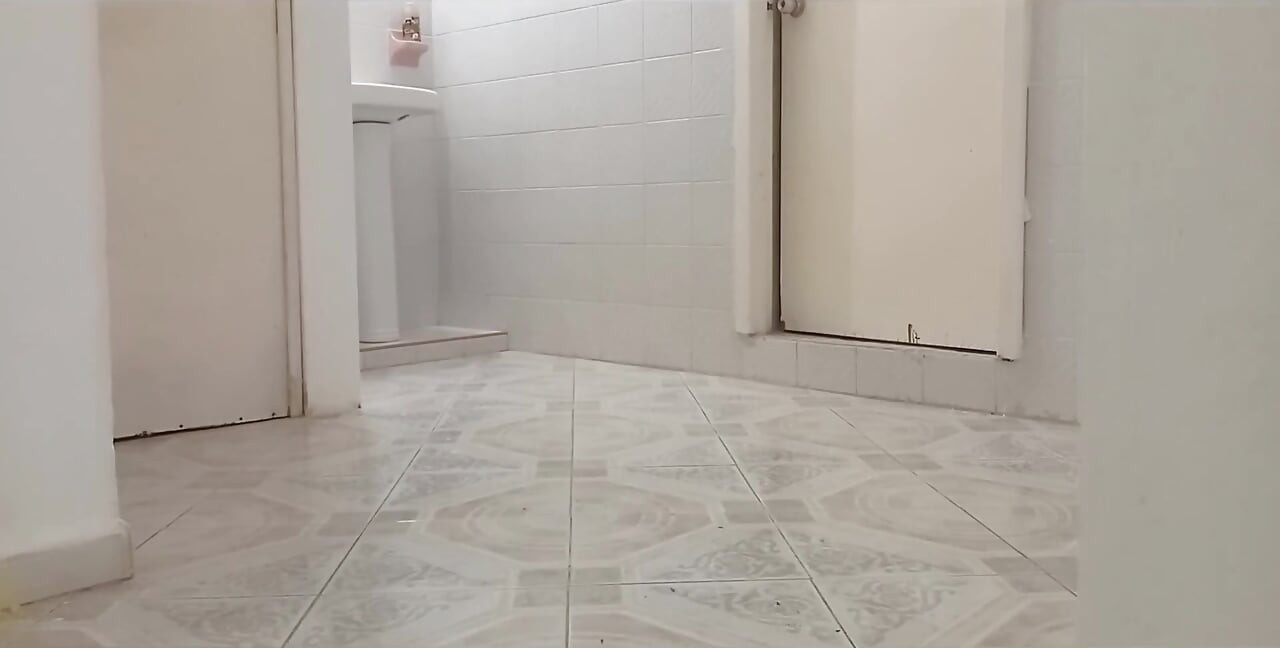 Chubby Neighbor Cleaning Her New Apartment