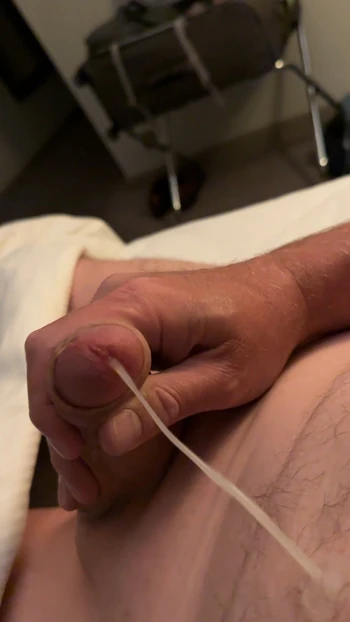 Chubby Guy Jerks His Smooth Cut Cock In His Hotel Room