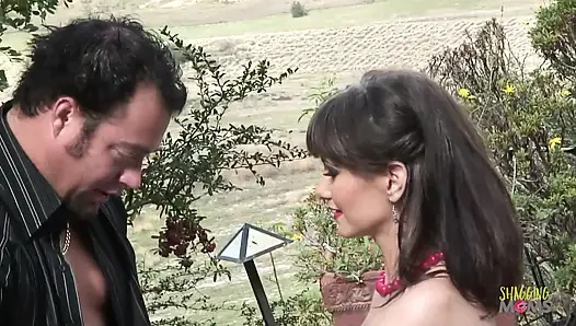 Dude sees a mom masturbating by the pool so he decides to help her cum