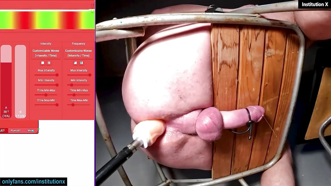 Tortură nebună cu tachinare - Imobilizat pe scaunul de țeapă Estim Stimularea pulii electro și muls anal cu vibrator de prostată