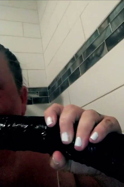 BBW MILF Throat Fucked BBC Dildo in the Shower
