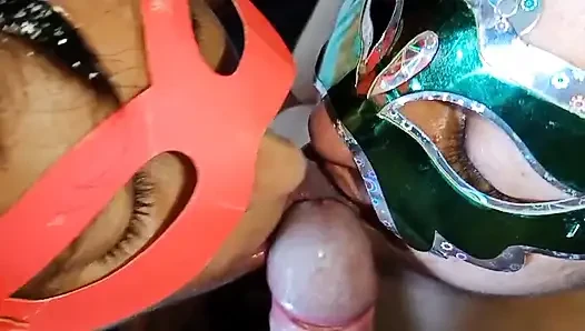 YOUNG LESBIAN SUCKS TONGUE AND DICK AT THE SAME TIME