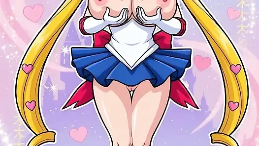 Sailor Moon sıkı kel götlü amcığını sallıyor