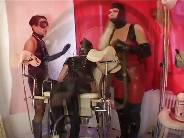 Two pretty fetish babes are doing slave's wet cunt with various toys