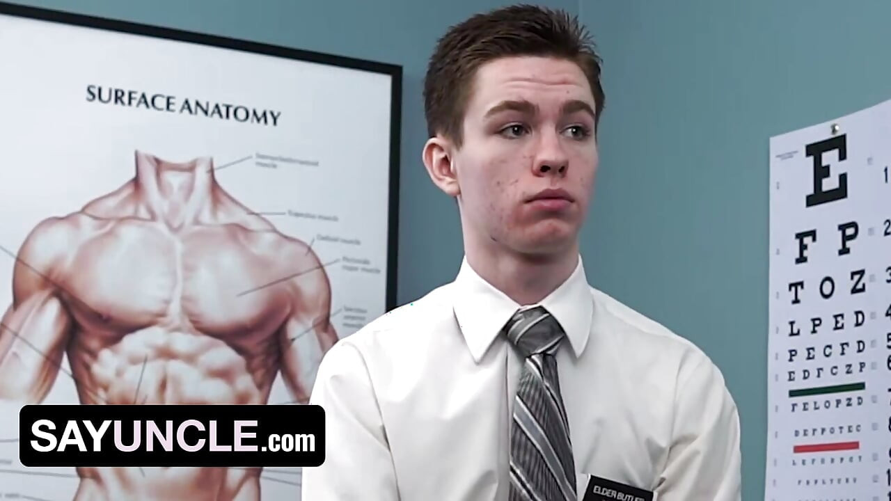 SayUncle - Innocent Young Man Shoots Hot Cum While Being Anal Fucked With A Dildo By The Perv Doctor