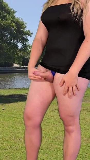 Memorable moment from "Big Balls shemale public flashing"